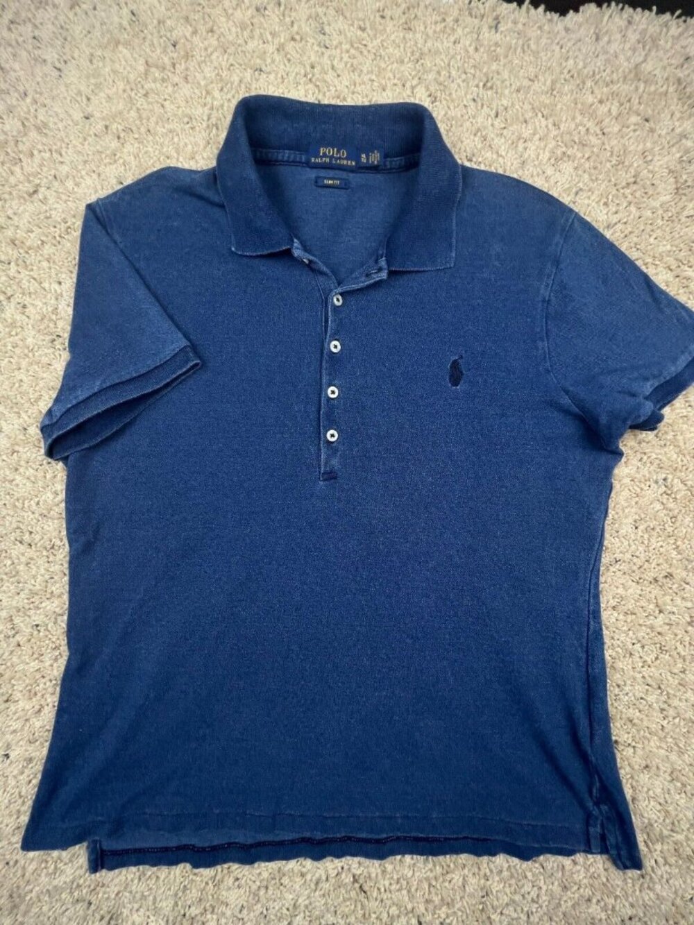 Polo Ralph Lauren Polo Shirt Blue Slim Fit Mens XL Pony Logo Short Sleeve